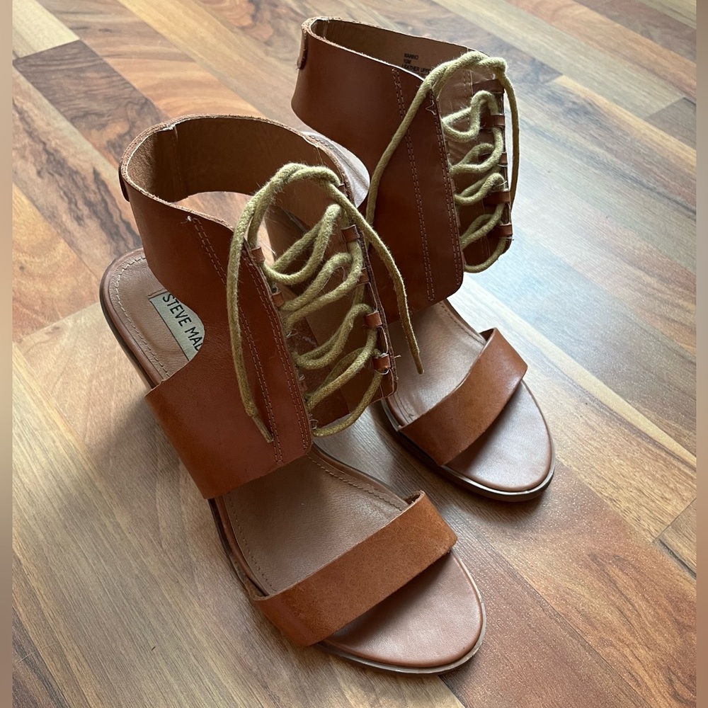Women’s Steve Madden Brown Leather Lace Up Heels